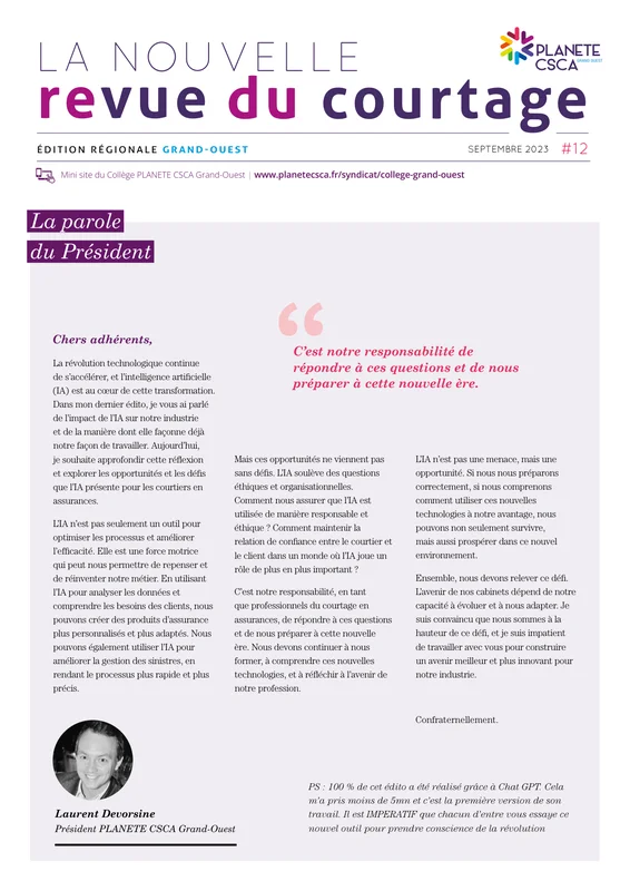 Laurent Devorsine — Éditorial NRDC n°12 — Septembre 2023