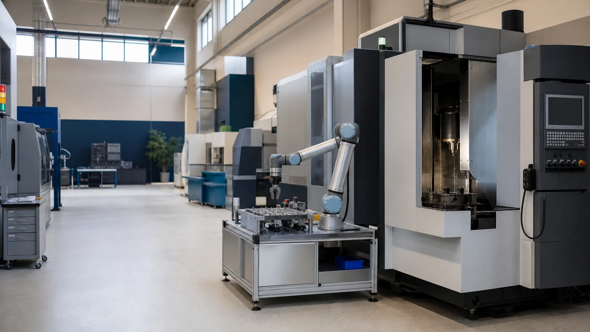 Robot humanoïde dans un atelier de production.