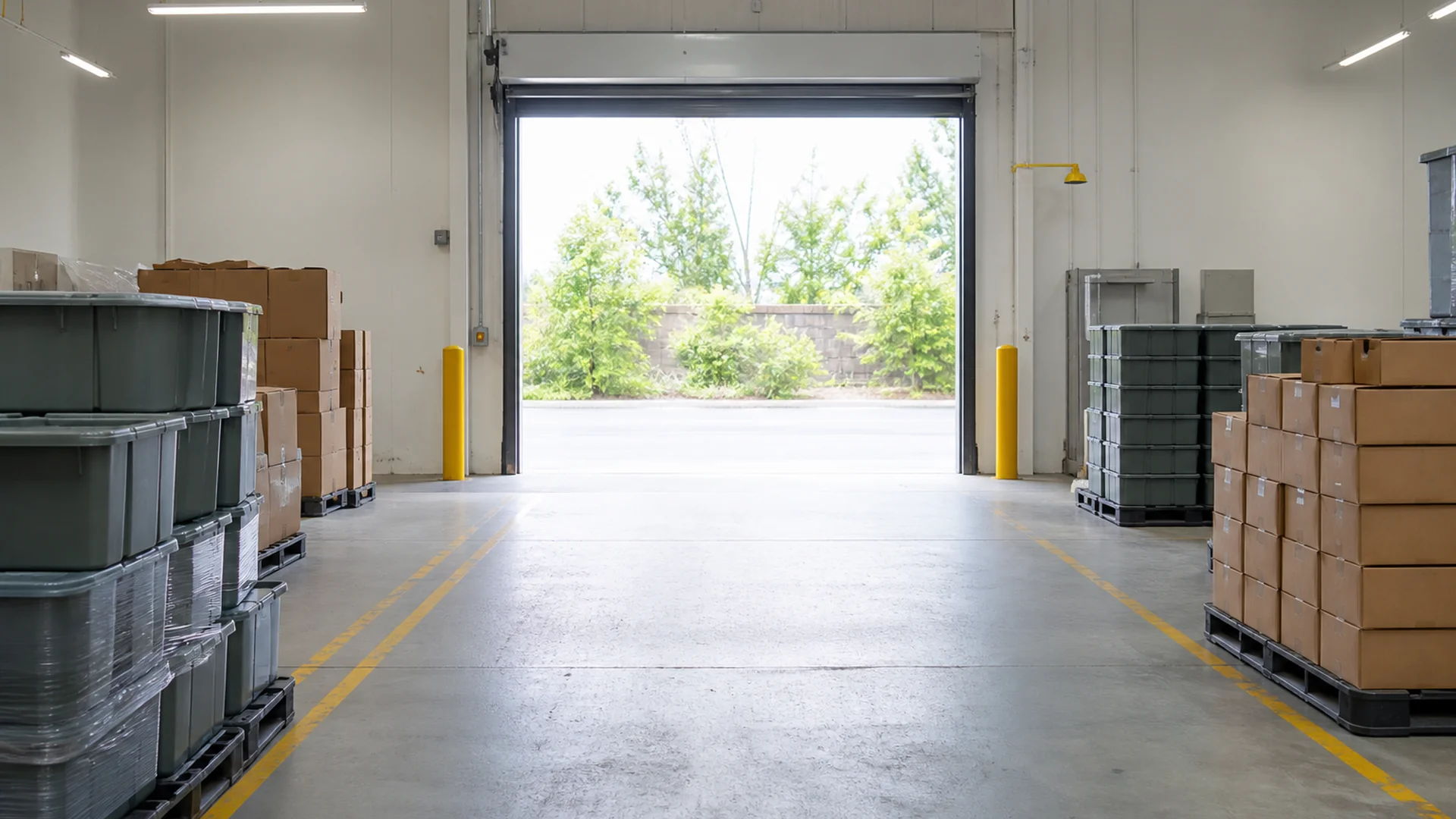 Robots humanoïdes en entrepôt logistique.