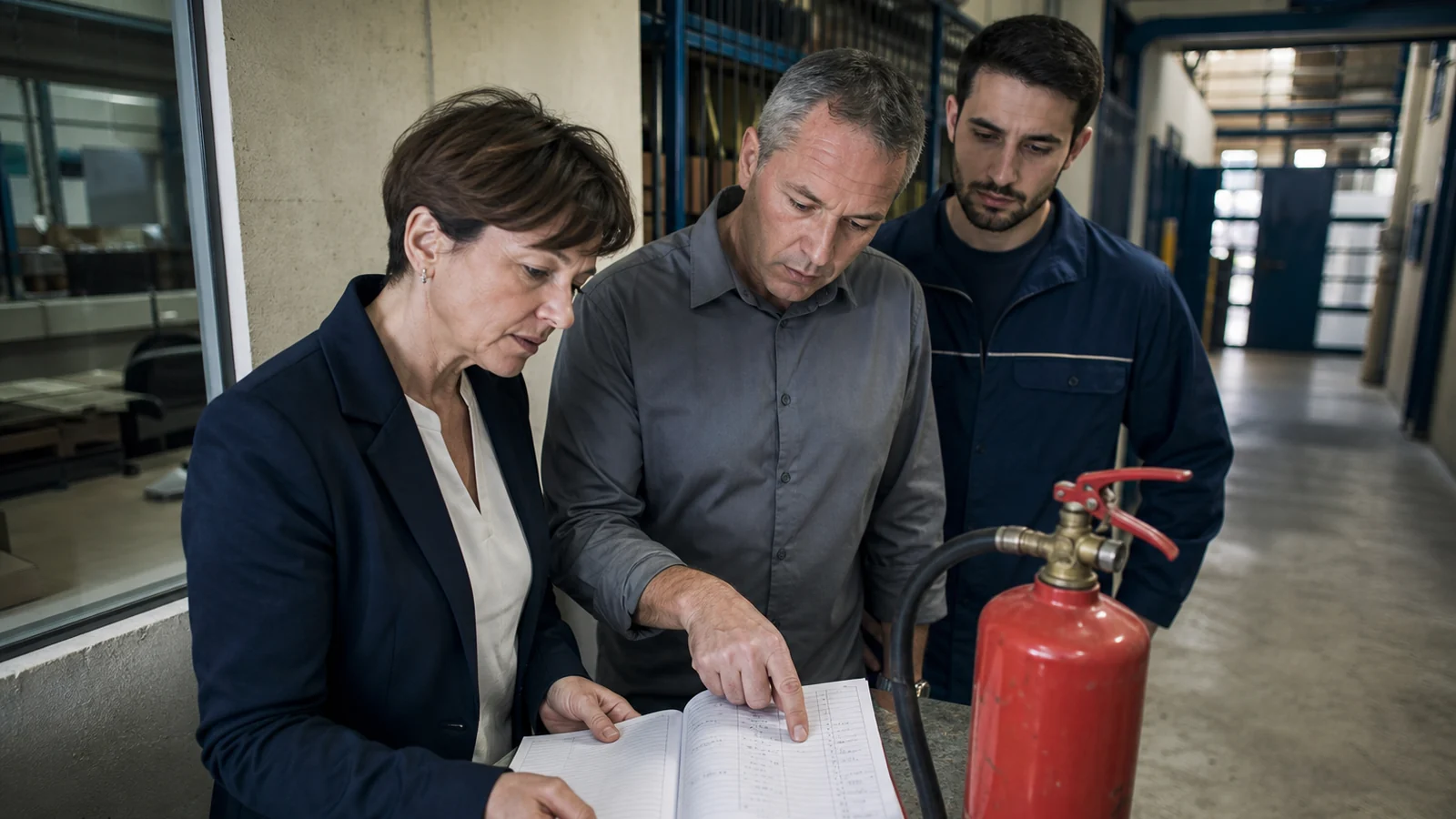 Revue du registre de sécurité incendie dans un établissement.